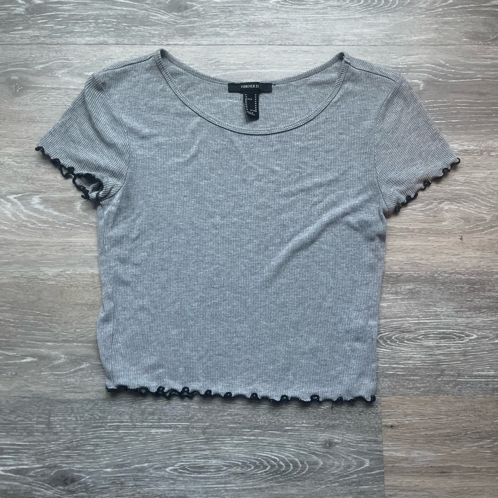Forever 21 Gray Ribbed Crop Top